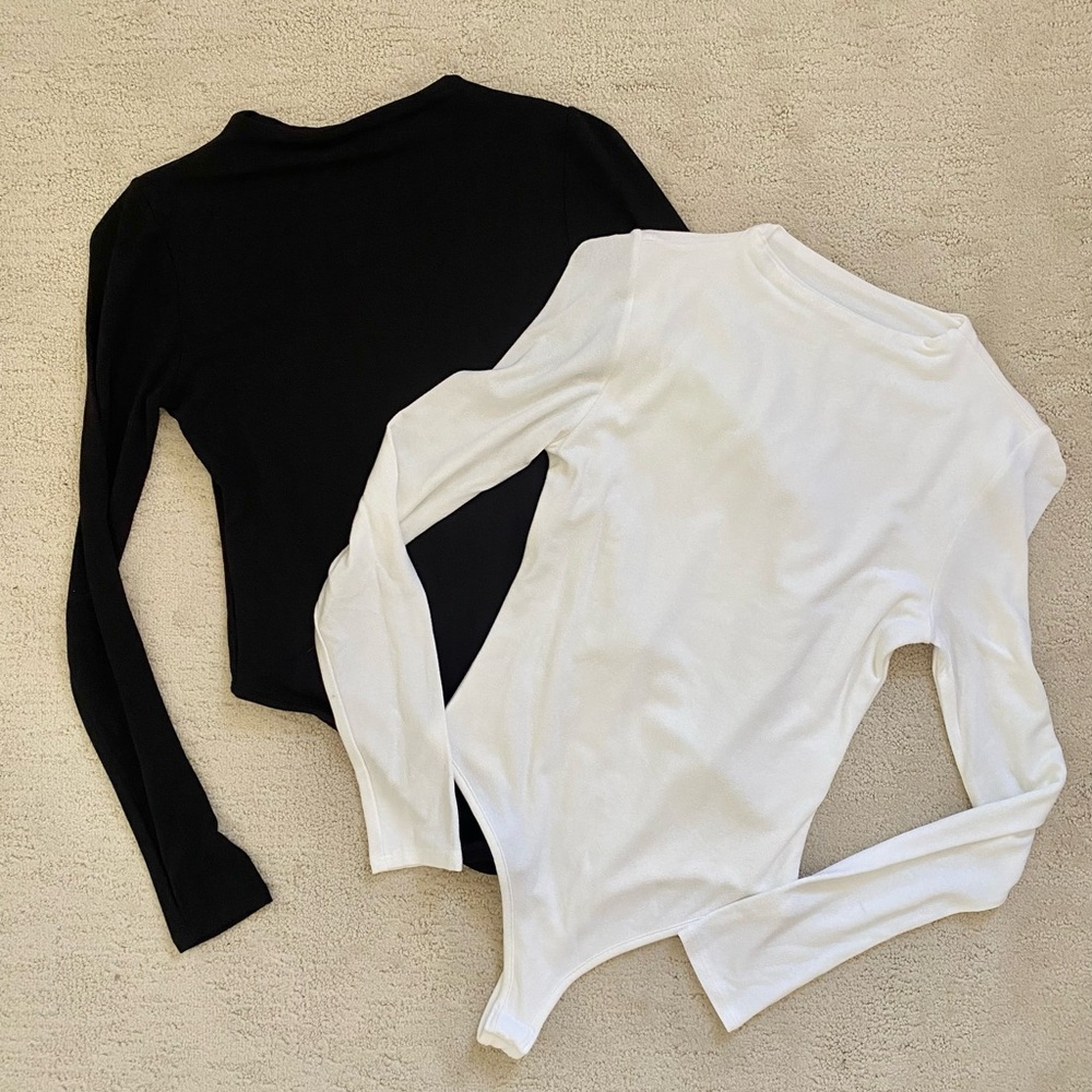 ootdfash long sleeve bodysuit (white)